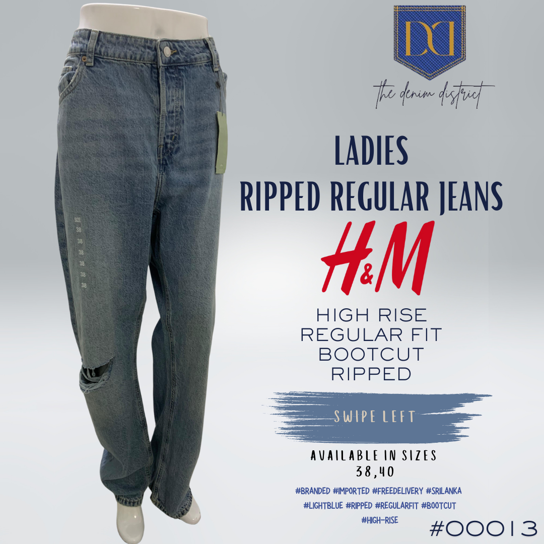 #00013 Baggy Bootcut Ripped High Rise Regular Jeans - Denim blue - Ladies | H&M