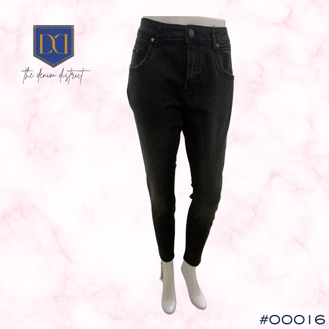 #00016 Denim Dept. Gina Women's High Waist Skinny Jeans | Black | Body-Hugging Fit