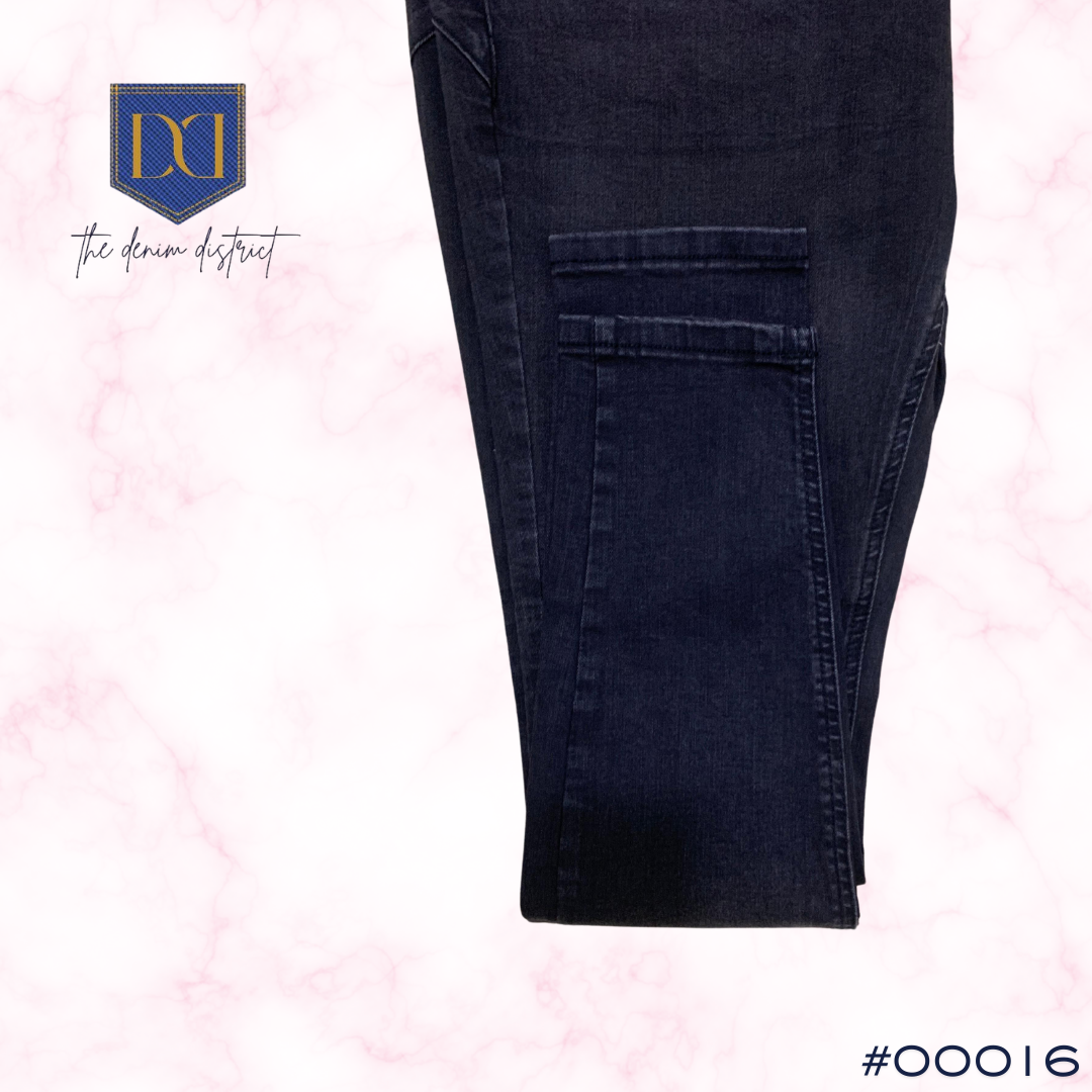 #00016 Denim Dept. Gina Women's High Waist Skinny Jeans | Black | Body-Hugging Fit