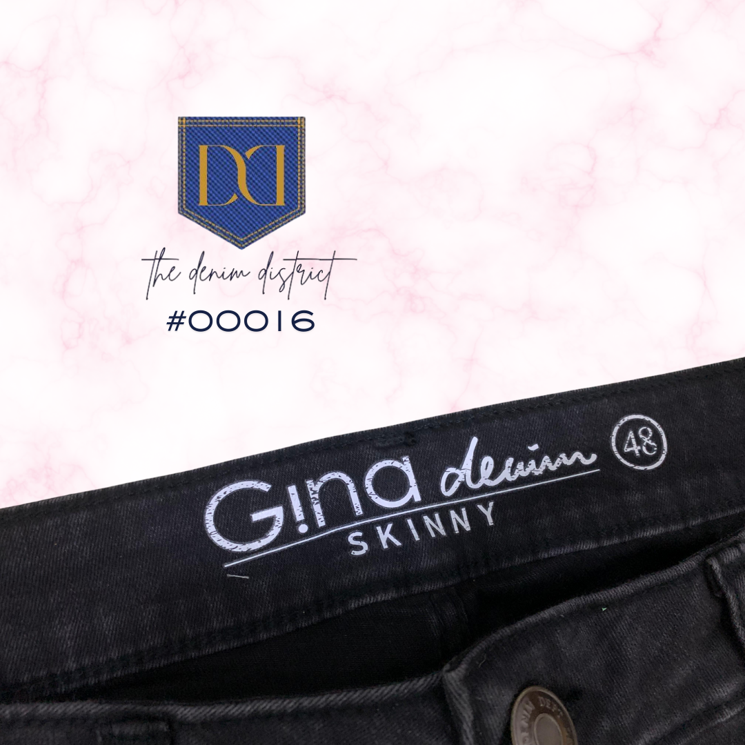 #00016 Denim Dept. Gina Women's High Waist Skinny Jeans | Black | Body-Hugging Fit