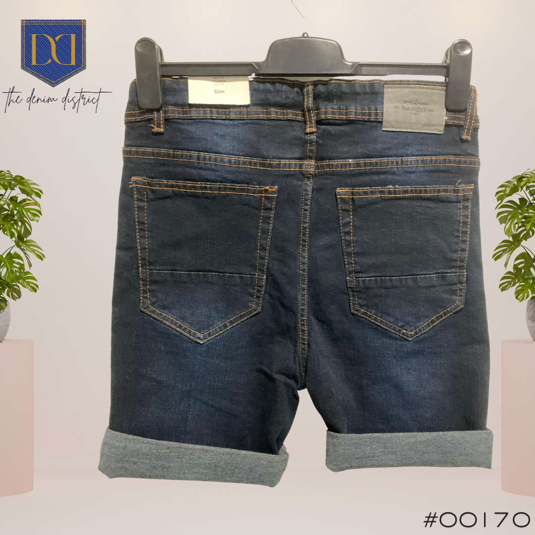#00170 MNG Plus Size Slim-Fit Denim Bermuda Shorts UNISEX – Dark Blue