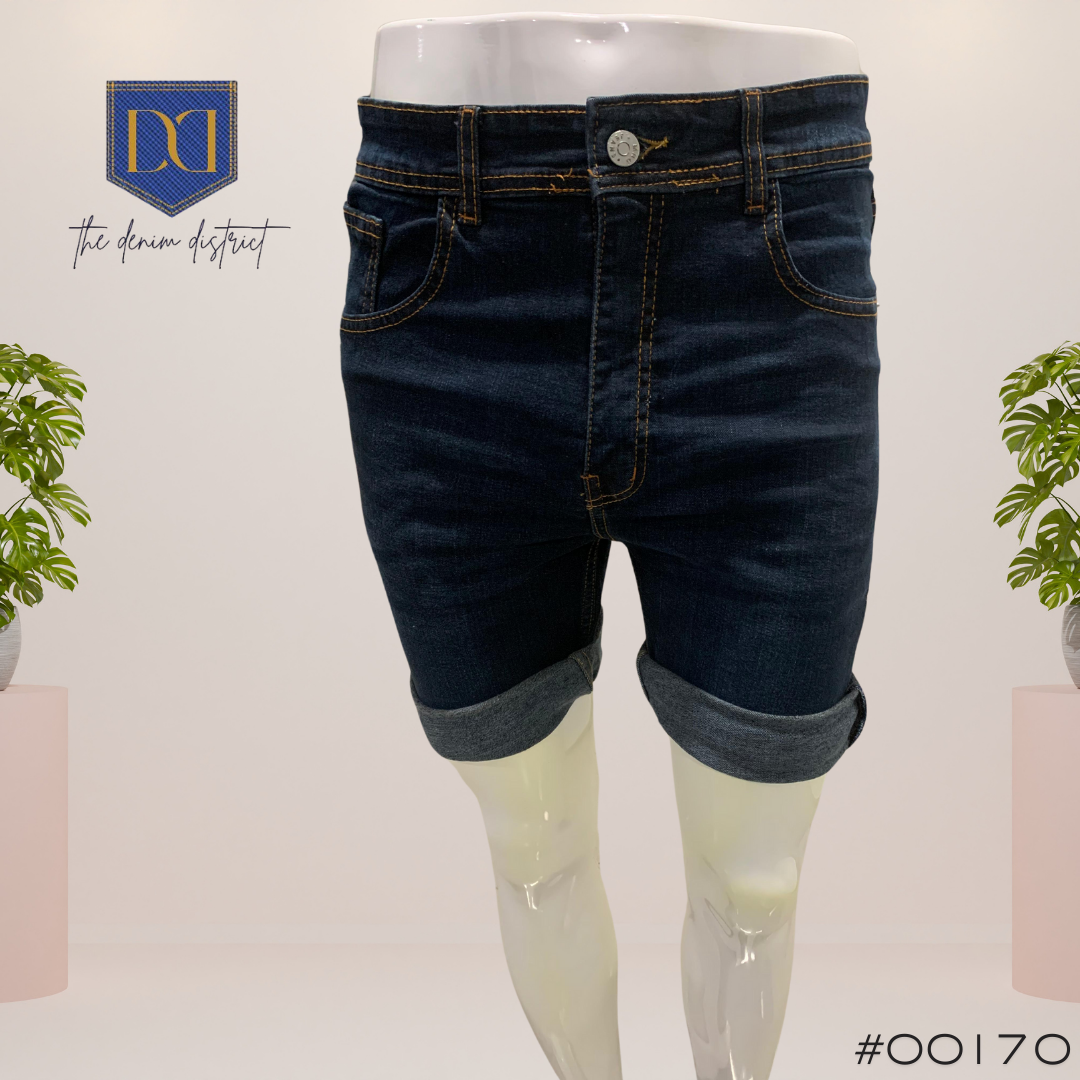 #00170 MNG Plus Size Slim-Fit Denim Bermuda Shorts UNISEX – Dark Blue