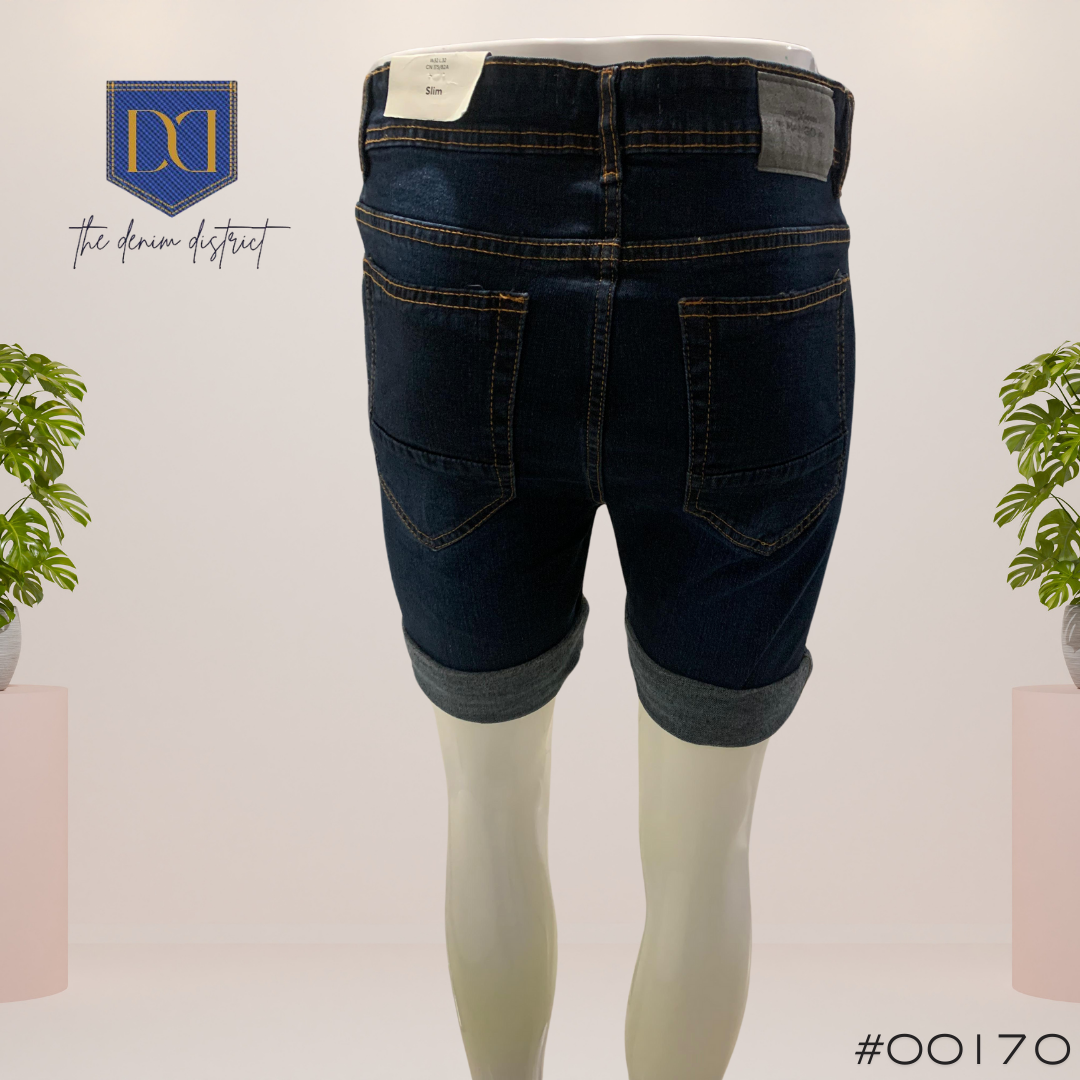 #00170 MNG Plus Size Slim-Fit Denim Bermuda Shorts UNISEX – Dark Blue