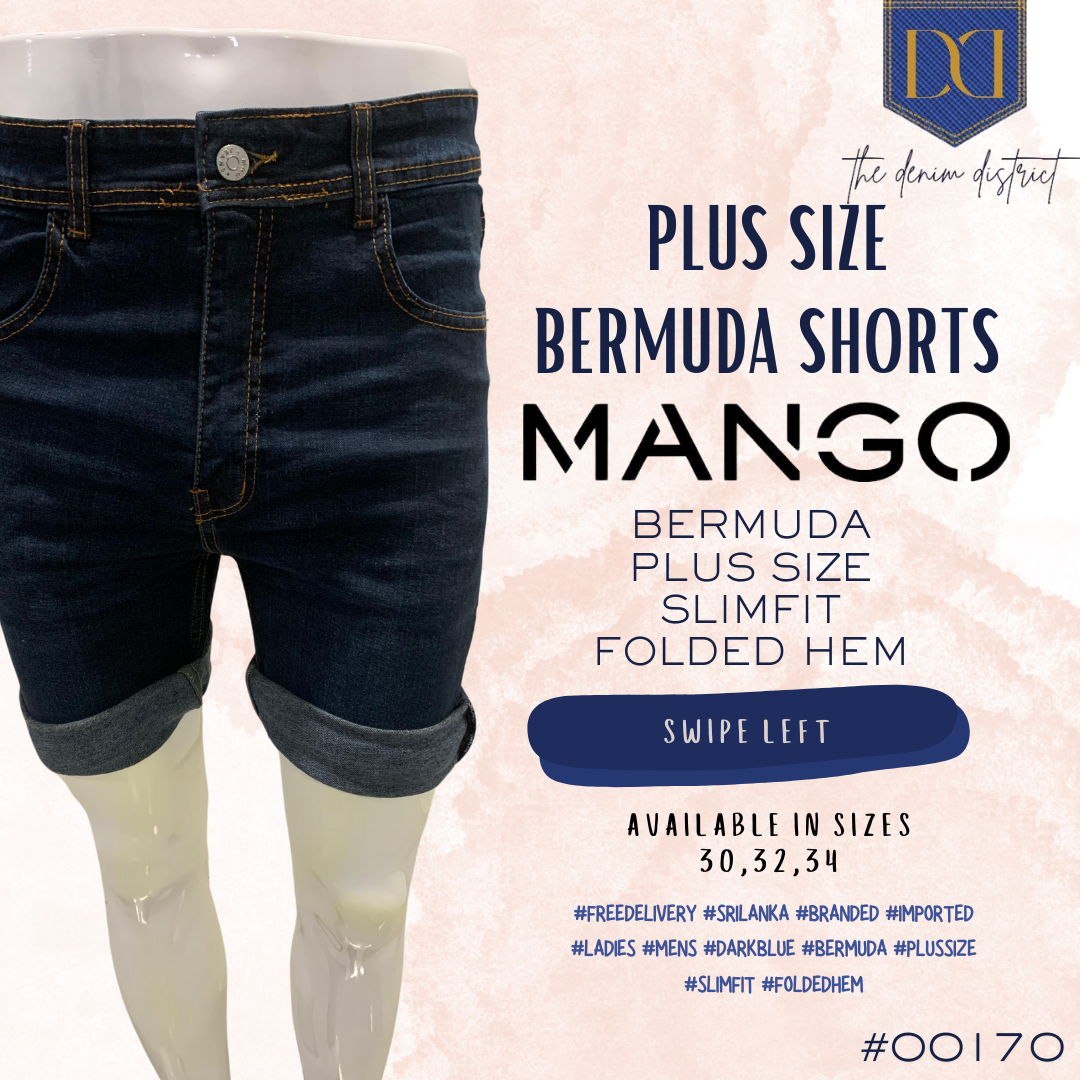 #00170 MNG Plus Size Slim-Fit Denim Bermuda Shorts UNISEX – Dark Blue
