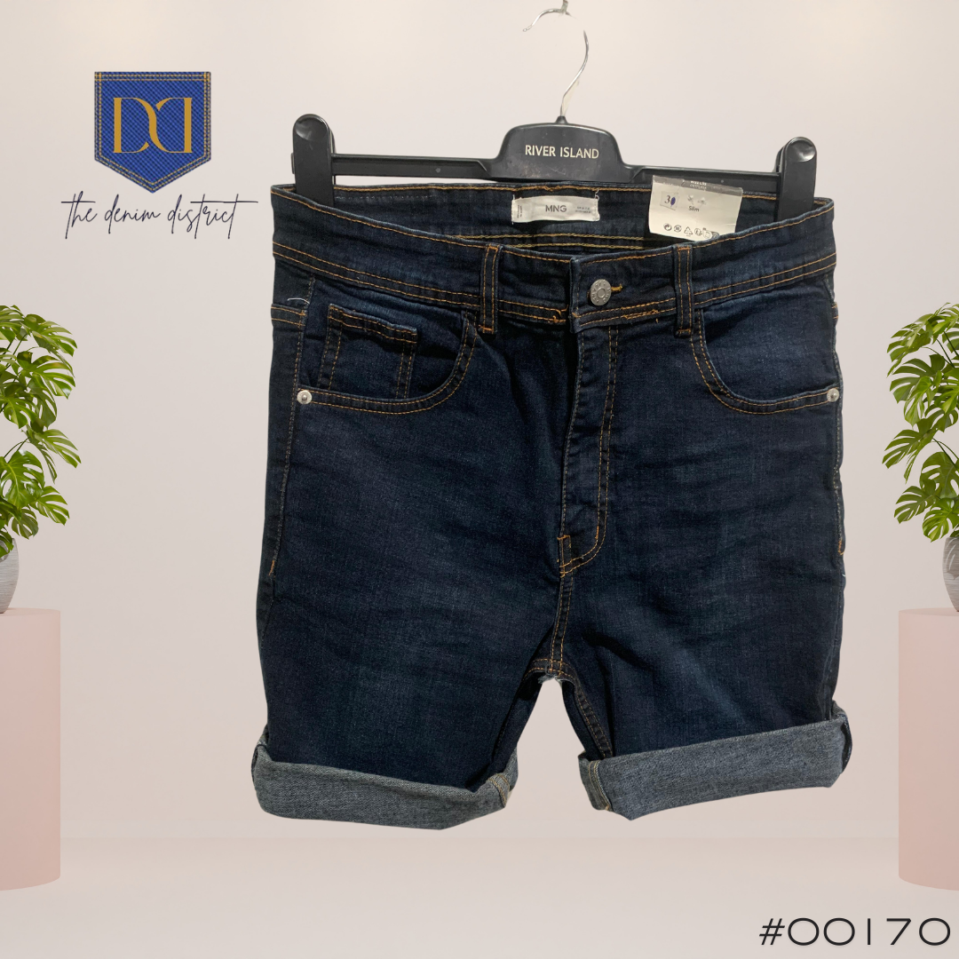 #00170 MNG Plus Size Slim-Fit Denim Bermuda Shorts UNISEX – Dark Blue