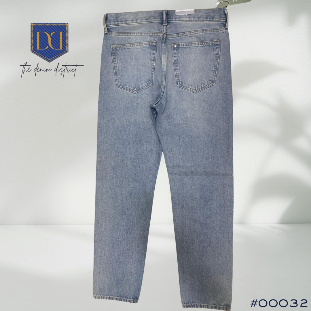 #00032 Men's H&M Baggy Fairfax Relaxed Fit Jeans - Pale Denim Blue | Stacked Ankle Design