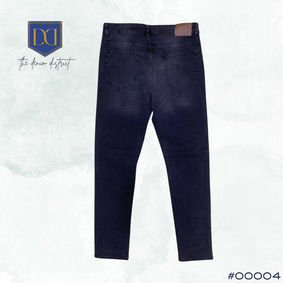 #00004 Men's Kiabi Slim Fit Elephant Black Skinny Jeans | Mid-Rise
