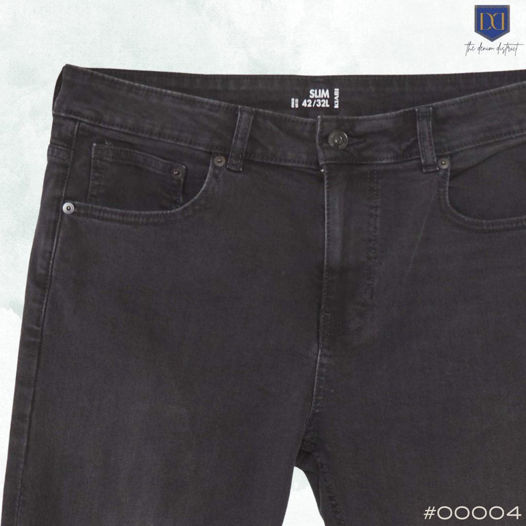 #00004 Men's Kiabi Slim Fit Elephant Black Skinny Jeans | Mid-Rise