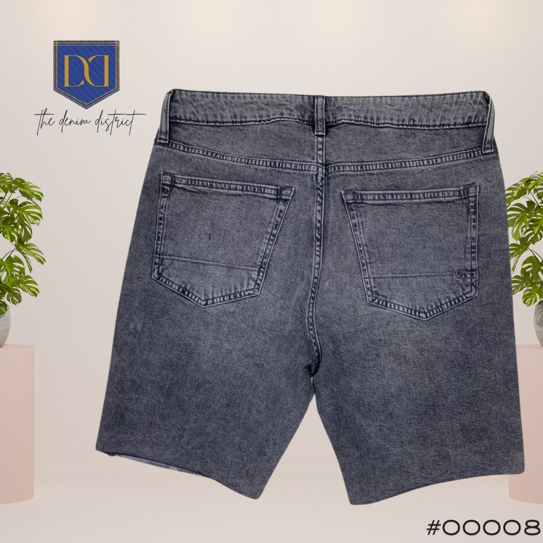 #00008 Aeropostale Men’s Slim Fit Stretch Grey Ripped Distressed Raw Hem Shorts