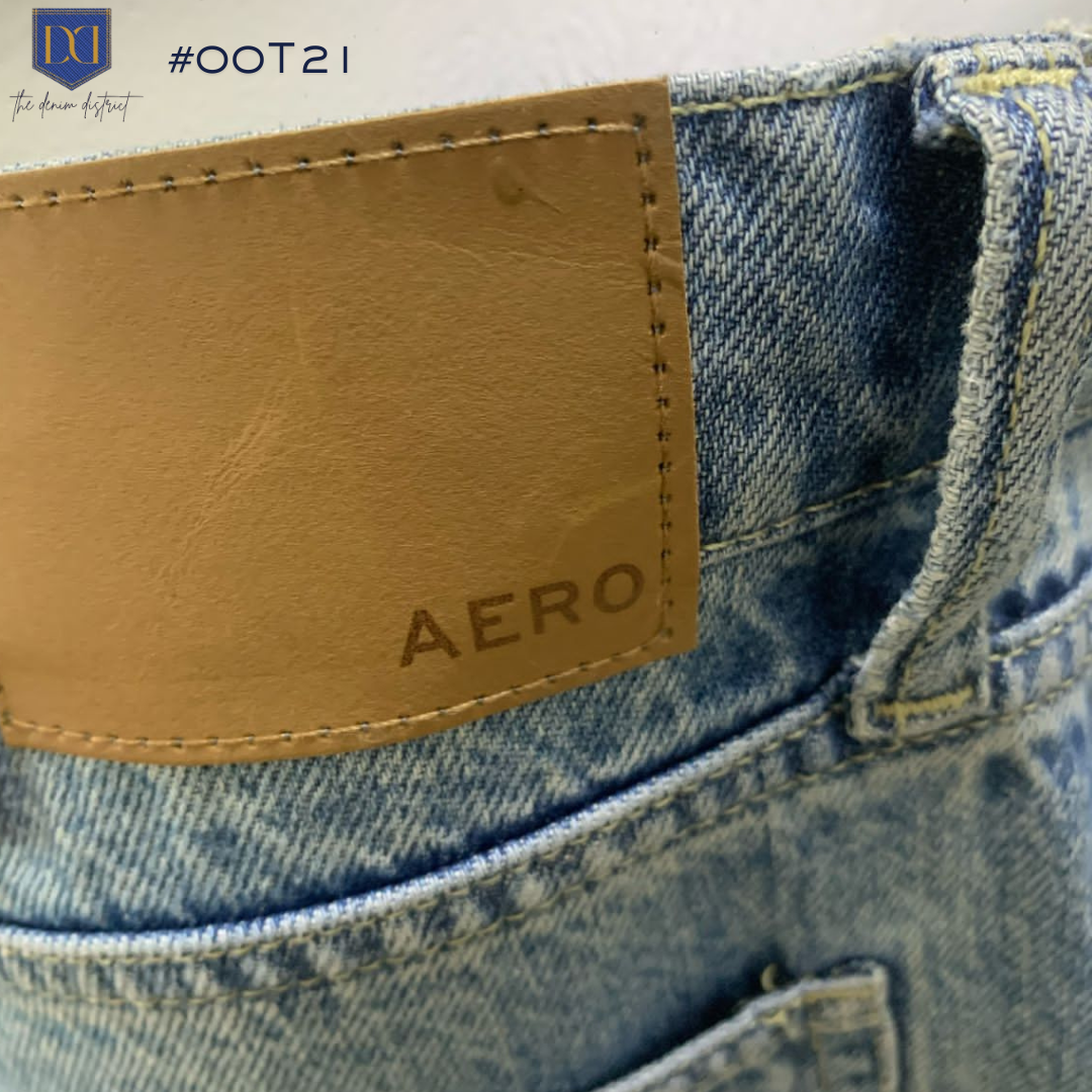 #00T21 Aeropostale Cargo Jeans | Relaxed Fit | Multi-Pocket Design | Men's | Light Denim Blue Wash | Non-Stretch