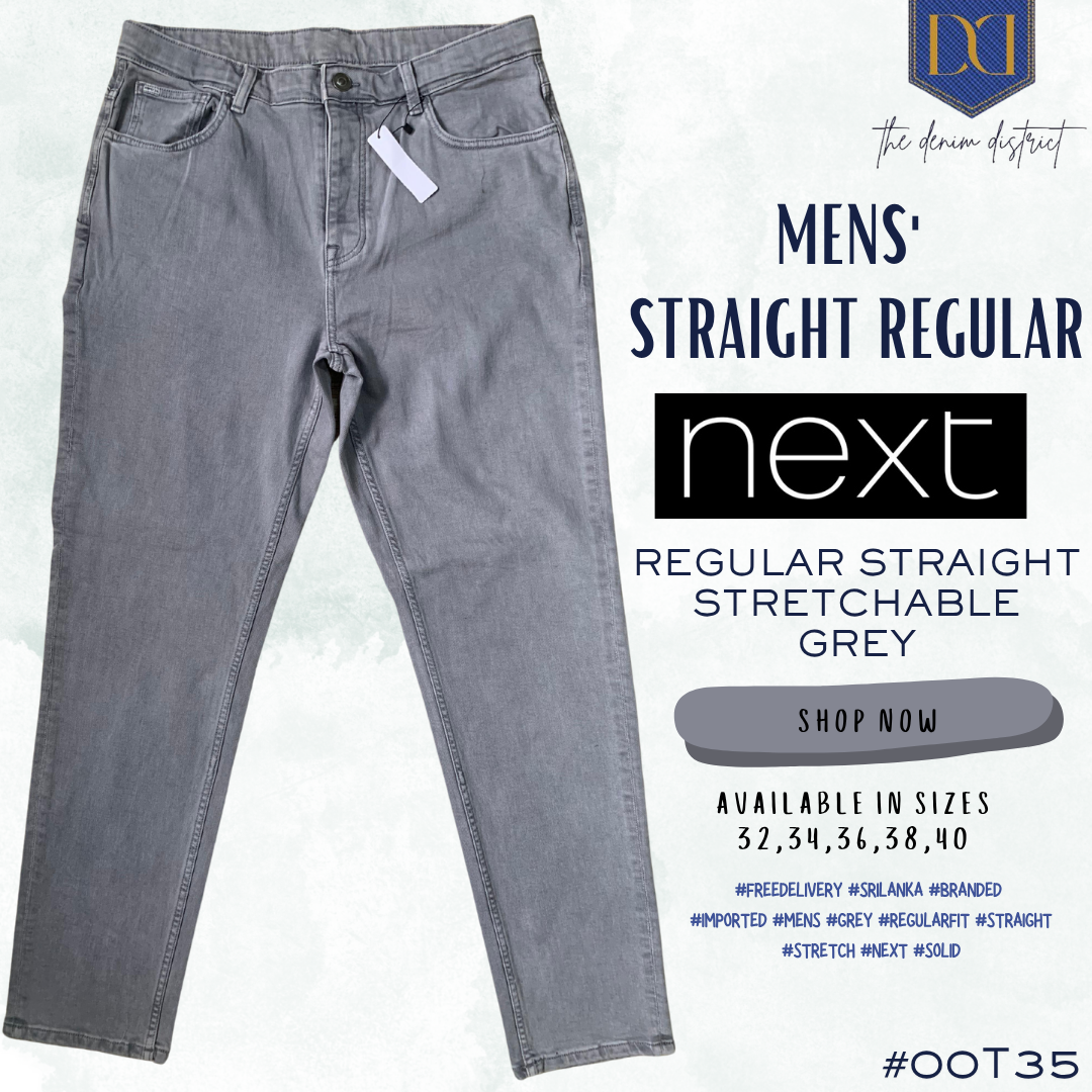 #00T35 Men’s Grey Stretch Denim Jeans | NEXT | Regular Fit