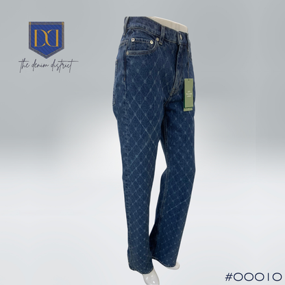 #00010 H&M Patterned High-Rise Straight-Cut Wide-Fit Jeans for Women