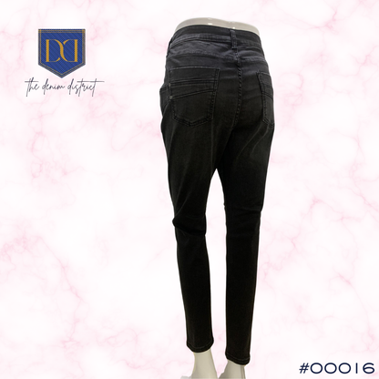 #00016 Denim Dept. Gina Women's High Waist Skinny Jeans | Black | Body-Hugging Fit