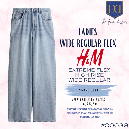 #00038 Women's H&M Wide Regular Jeans | Light Denim Blue | Extreme Flex
