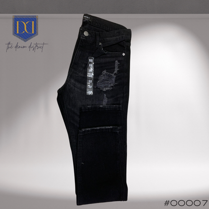 #00007 Mens' Black-Grey Ripped Slim Loose Fit Jeans | Forever 21