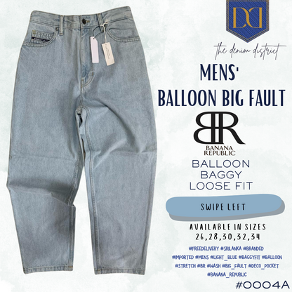 #0004A Men's Balloon Fit Jeans | Light Blue Washed Denim | Banana Republic | Detailed Pocket Design