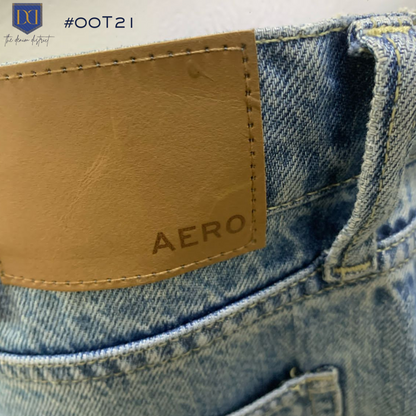 #00T21 Aeropostale Cargo Jeans | Relaxed Fit | Multi-Pocket Design | Men's | Light Denim Blue Wash | Non-Stretch