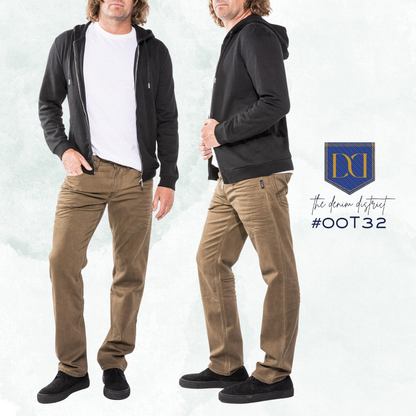 #00T32 Men's Silver Jeans Eddie Straight Relaxed Fit | Dark Beige | Performance Stretch Denim | Tapered Leg