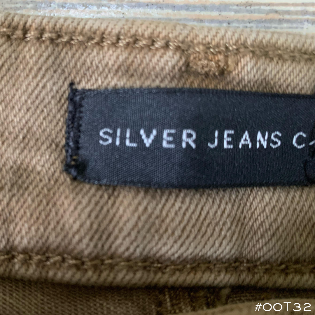 #00T32 Men's Silver Jeans Eddie Straight Relaxed Fit | Dark Beige | Performance Stretch Denim | Tapered Leg