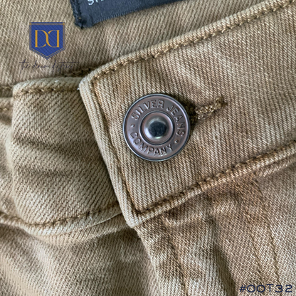 #00T32 Men's Silver Jeans Eddie Straight Relaxed Fit | Dark Beige | Performance Stretch Denim | Tapered Leg