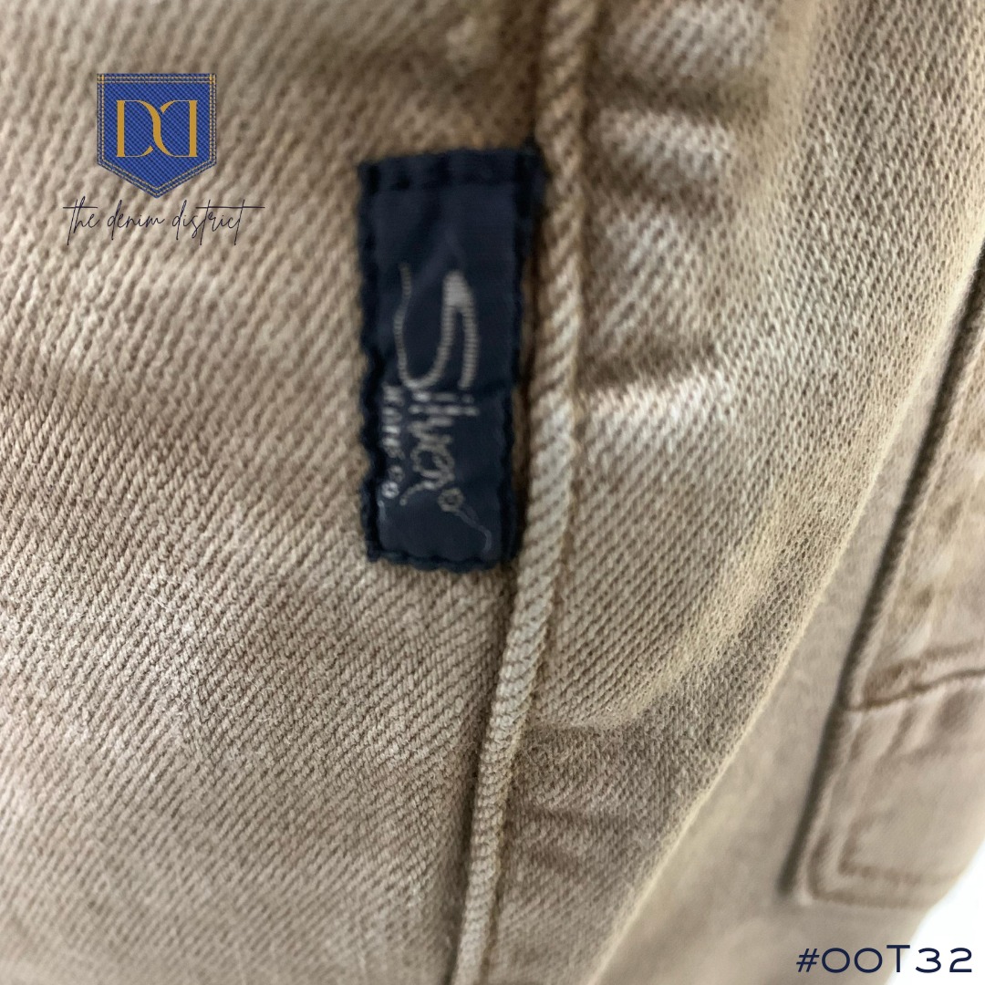 #00T32 Men's Silver Jeans Eddie Straight Relaxed Fit | Dark Beige | Performance Stretch Denim | Tapered Leg
