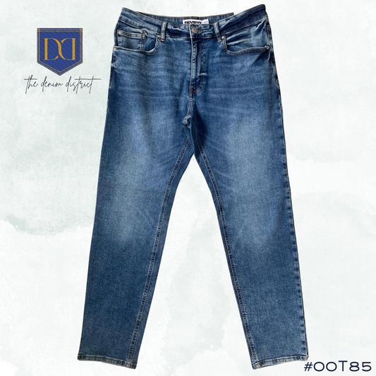 #00T85 Men's Dark Blue Acid Wash Jeans | REVIEW | Slim Fit Stretch | Contrast Stitch Detail